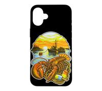 Custodia per iPhone 16 Plus Dawn Harbor Boat Silhouette Art