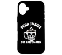 Custodia per iPhone 16 Plus Dead Inside But Caffeinated Skeleton Coffee Lover Baristas