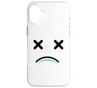 Custodia per iPhone 16 Plus Dead Tired Face - Funny Cartoon White/Blue