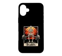 Custodia per iPhone 16 Plus Deadlifts Skeleton Gothic Powerlifter Pesante Bilanciere Allenamento