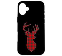 Custodia per iPhone 16 Plus Deer Plaid Red Reindeer Buck Christmas Xmas