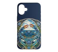Custodia per iPhone 16 Plus Design Art Nouveau Blue Crab Sea Life