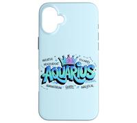Custodia per iPhone 16 Plus Design Colorato del Segno Zodiacale dell'Acquario