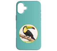 Custodia per iPhone 16 Plus Design colorato retrò con uccellino tucano becco a chiglia