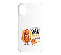 Custodia per iPhone 16 Plus Design con hot dog e mini hot dog con scritta "Greatest Father"