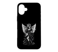 Custodia per iPhone 16 Plus Design gotico Rock Angel chitarrista per amanti della musica