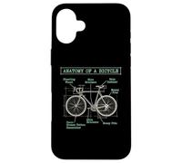 Custodia per iPhone 16 Plus Diagramma divertente di anatomia della bicicletta Giornata mondiale della bici umorismo del ciclista