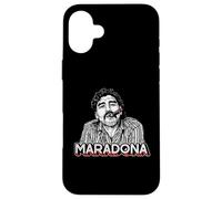 Custodia per iPhone 16 Plus Diego Maradona Vintage Sigaro Retro Calcio Icona