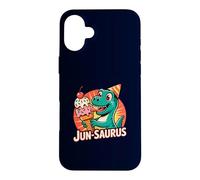 Custodia per iPhone 16 Plus Dinosauro Gelato Giugno Festa di Compleanno Jun-Saurus Pun