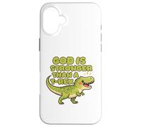 Custodia per iPhone 16 Plus Dio è più forte di un Trex Cute Dino Kids Christianity