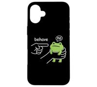 Custodia per iPhone 16 Plus Dishonest Frog Behave No Funny Frog Meme Cartoon Men Women