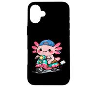 Custodia per iPhone 16 Plus DIVERTENTE AXOLOTL IN GUIDA IN SCOOTER