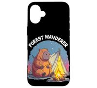 Custodia per iPhone 16 Plus Divertente capibara della foresta per gli amanti dei vagabondi e dei capibara