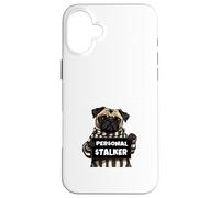 Custodia per iPhone 16 Plus Divertente carlino fan del proprietario del cane che cammina