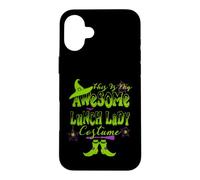 Custodia per iPhone 16 Plus Divertente costume da donna con scritta "This is my awesome lunch lady"