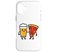 Custodia per iPhone 16 Plus Divertente design con scritta "Best Friends" con birra e pizza, per uomini, donne, papà, mamma