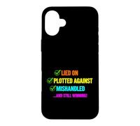 Custodia per iPhone 16 Plus Divertente detto bugiardo tramato contro Mishandled