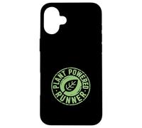 Custodia per iPhone 16 Plus Divertente distintivo circolare con scritta "Plant Powered Runner
