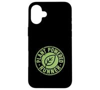 Custodia per iPhone 16 Plus Divertente distintivo circolare con scritta "Plant Powered Runner