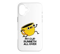Custodia per iPhone 16 Plus Divertente gioco di parole biblico My Cup Runneth All Over