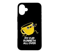 Custodia per iPhone 16 Plus Divertente gioco di parole biblico My Cup Runneth All Over