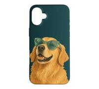 Custodia per iPhone 16 Plus Divertente Golden Retriever Occhiali da sole per amanti dei cani