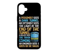 Custodia per iPhone 16 Plus Divertente guida ai treni - 3 idioti sui binari