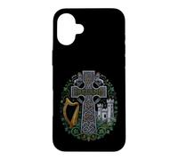 Custodia per iPhone 16 Plus Divertente Irlanda Celtic Cross National Pride Detto