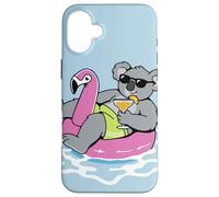 Custodia per iPhone 16 Plus Divertente Koala Pool Float Flamingo Summer Party