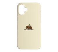 Custodia per iPhone 16 Plus Divertente rana che cavalca l'orso questo è un meme indignazione