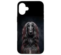 Custodia per iPhone 16 Plus dolce elegante nero afghano cane ironia levriero