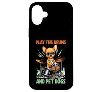 Custodia per iPhone 16 Plus Drummer Dog Play The Drums Pet Dog Drumming Batteria Percussioni