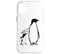 Custodia per iPhone 16 Plus Due pinguini padre e il bambino pinguino