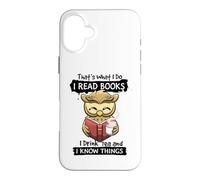 Custodia per iPhone 16 Plus Ecco cosa faccio leggo libri che bevo amante del tè gufo Bookworm