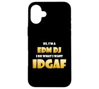 Custodia per iPhone 16 Plus EDM DJ IDGAF Funny Dance Music Festival Costume EDM Rave DJs