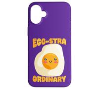 Custodia per iPhone 16 Plus Egg-Stra, simpatico gioco di parole a forma di uovo fritto
