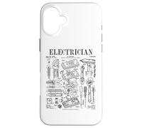 Custodia per iPhone 16 Plus Elettricista elettrico Worker Tools Vintage Patent Print