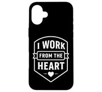 Custodia per iPhone 16 Plus Emblema I Work From The Heart Front Desk Receptionist