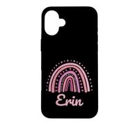 Custodia per iPhone 16 Plus Erin Nome Personalizzato Divertente Donne Rosa Arcobaleno Erin