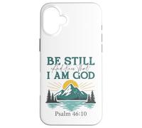 Custodia per iPhone 16 Plus Essere fermo e sapere - Salmo 46:10 Retro Mountain Christian
