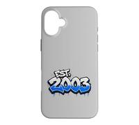 Custodia per iPhone 16 Plus EST. 2003 Divertente stile graffiti retrò 2003 Compleanno Design