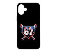 Custodia per iPhone 16 Plus Estate Six Seven Baseball Gocciolante Rosso Bianca Blu USA