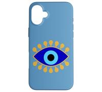 Custodia per iPhone 16 Plus Evil Eye in Blue Golden Nazar Protezione come Boho Spiritual