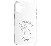 Custodia per iPhone 16 Plus Ew Morning White Cat Sitting with Sad Face Not a Morning Cat