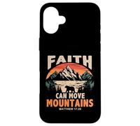Custodia per iPhone 16 Plus Faith Can Move Mountains Retro Sunset Bible Verse Christian