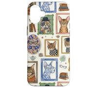 Custodia per iPhone 16 Plus Fancy Cat and Dog Portraits Vintage Style Book Lover