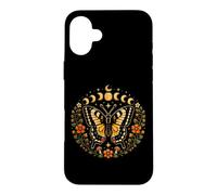 Custodia per iPhone 16 Plus Farfalla Fasi Lunari Cottagecore Natura Fiori