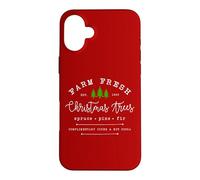 Custodia per iPhone 16 Plus Farm Fresh Xmas Tree, Pine Retro Vintage Graphic Christmas