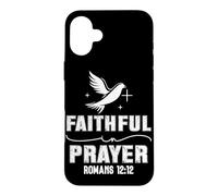 Custodia per iPhone 16 Plus Fedele nella Preghiera Romani 12:12 Design Vintage