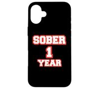 Custodia per iPhone 16 Plus Felice Sobriety 1 Anno Cool Anniversary Red Sobriety